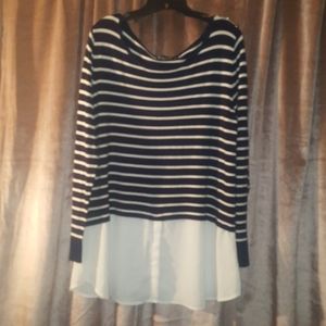 NYCO Striped Twofer Sweater